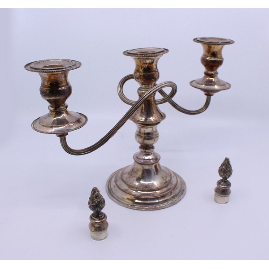 Vintage Sheffield Silver Plated Three Light Candelabra